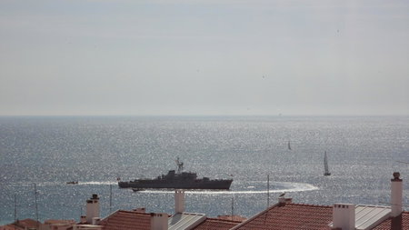 Fantastic view over the sea and village, Nazaré, Portugal