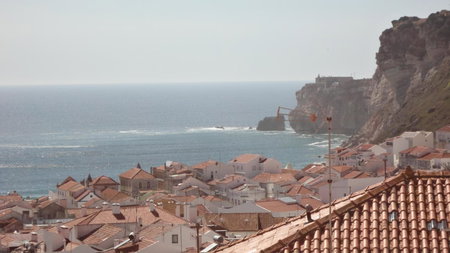 Fantastic view over the sea and village, Nazaré, Portugal