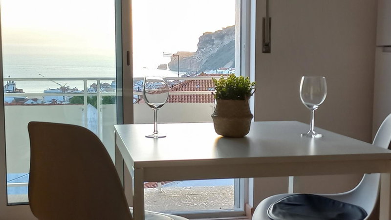 Fantastic view over the sea and village, Nazaré, Portugal