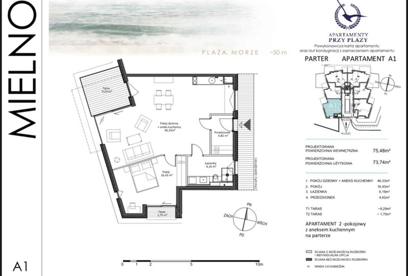Apartament Przy Plaży Arka , z widokiem na Morze :), Mielno, Poland