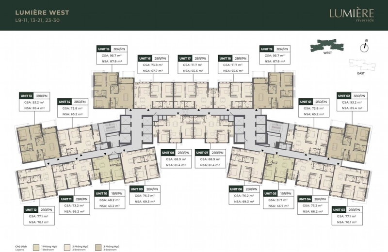 Apartment for sale in Nha Be, Vietnam · Lumiere Riverside · 2 rooms, 2 baths
