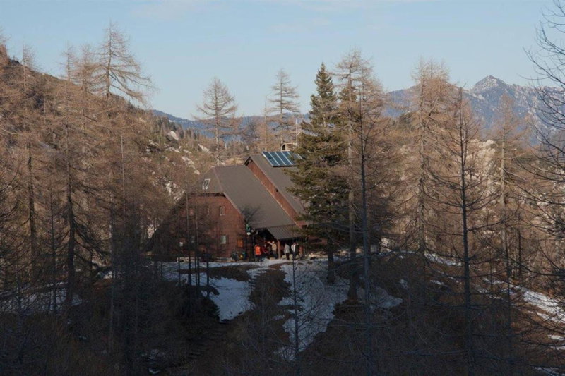 Erjavčeva mountain hut at Vršič pass, Kranjska Gora, Slovenia