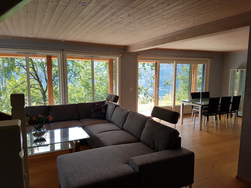 Panorama view along the fjord in Stryn, Blakset, Noruega