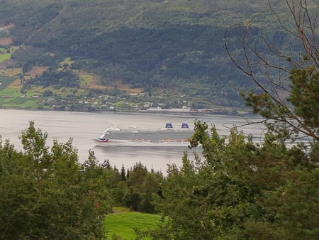 Panorama view along the fjord in Stryn, Blakset, Noruega