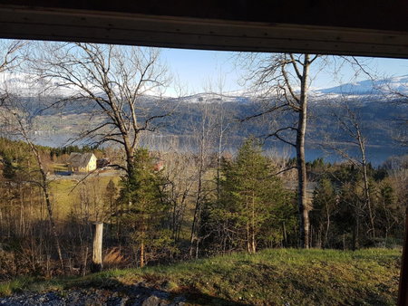 Panorama view along the fjord in Stryn, Blakset, Noruega