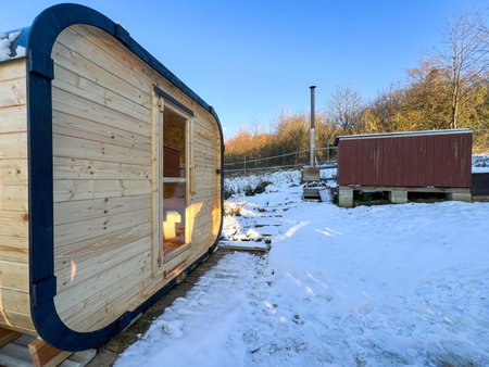 Medveď, Vlk, Líška Zrubová rozprávka nad rybníkom, Kostolná Ves, Slovakia