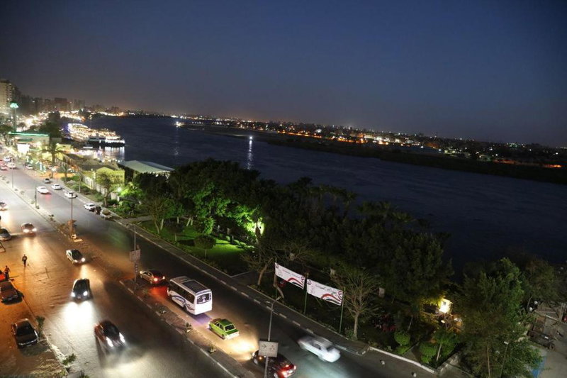 Charming sunset,Panoramic Nile view & pyramid view, Cairo, Egypt
