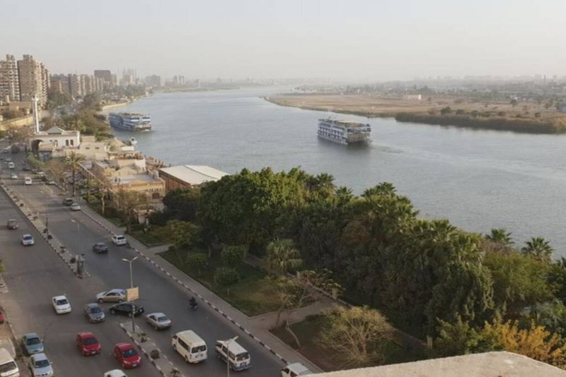 Charming sunset,Panoramic Nile view & pyramid view, Cairo, Egypt