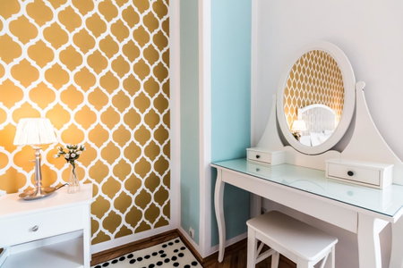 Golden Esthetic with Red Sofa Apartment, Budapest, Hungary